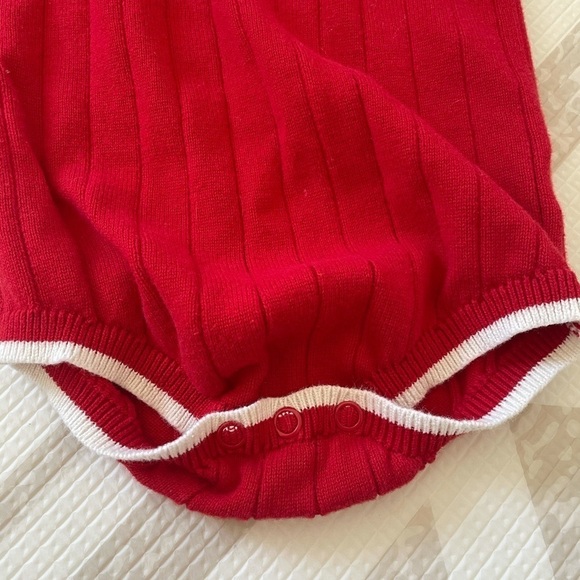 Cat & Jack knit Christmas outfit onesie 12 month ruffle collar like new! - Picture 3 of 6